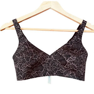 Lululemon Like Nothing Bra Lacescape Spanish Rose Black Wireless Size 32C NEW